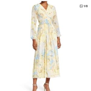 Laundry Shelli Segal Dress long sleeve yellow floral maxi
